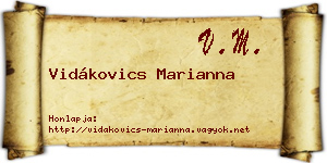 Vidákovics Marianna névjegykártya